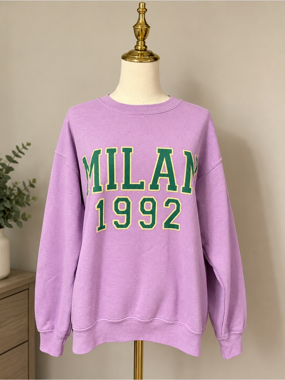 Anthropologie the Roam City MILAN 1992 Oversized Lavender Crewneck Sweatshirt